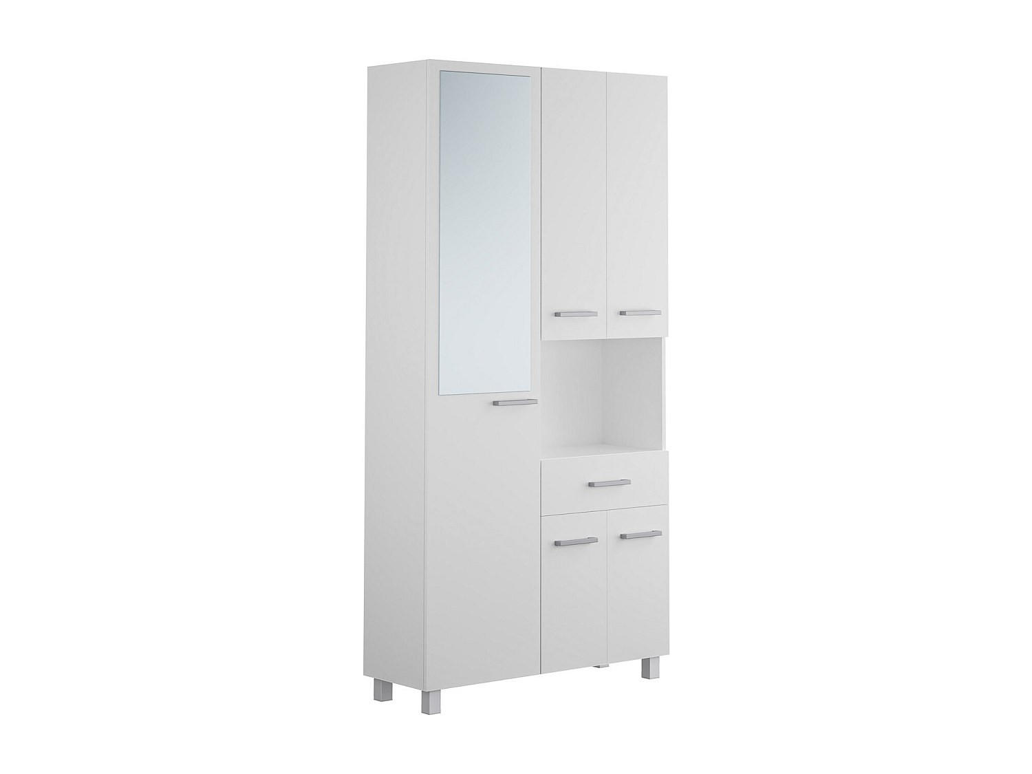 BADSCHRANK - 88 cm x 30 cm - Holz, Platte - Weiß - MINELA - Weiß, Holz (88/180/30cm) - Vente-Unique
