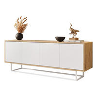 TV-ELEMENT SANAYI II Eiche Artisan/Weiß auf Metallgestell - Weiß, Holzwerkstoff (156/56/38cm) - Lookway