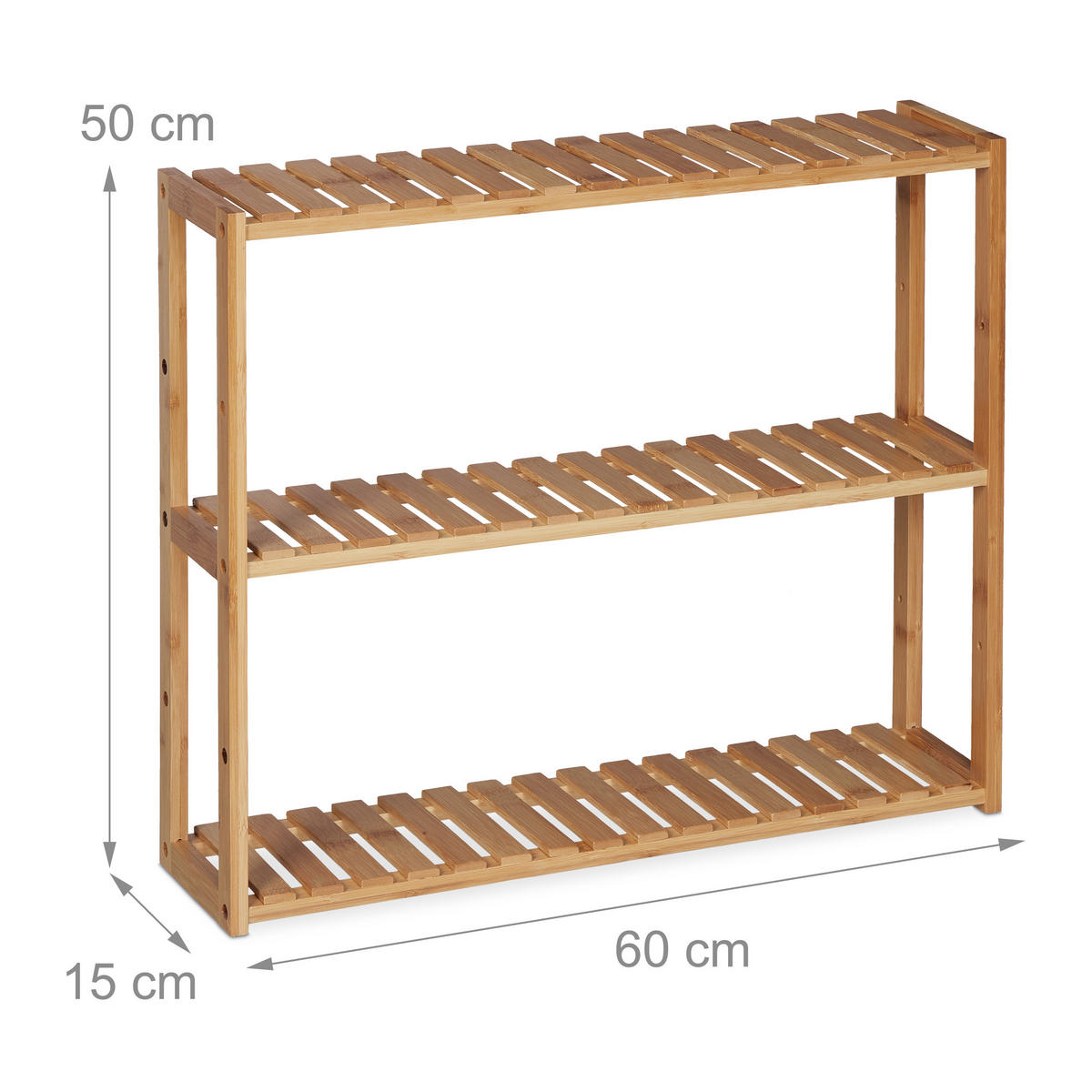 WANDREGAL - Hellbraun, Holz (60/50/15cm) - Relaxdays