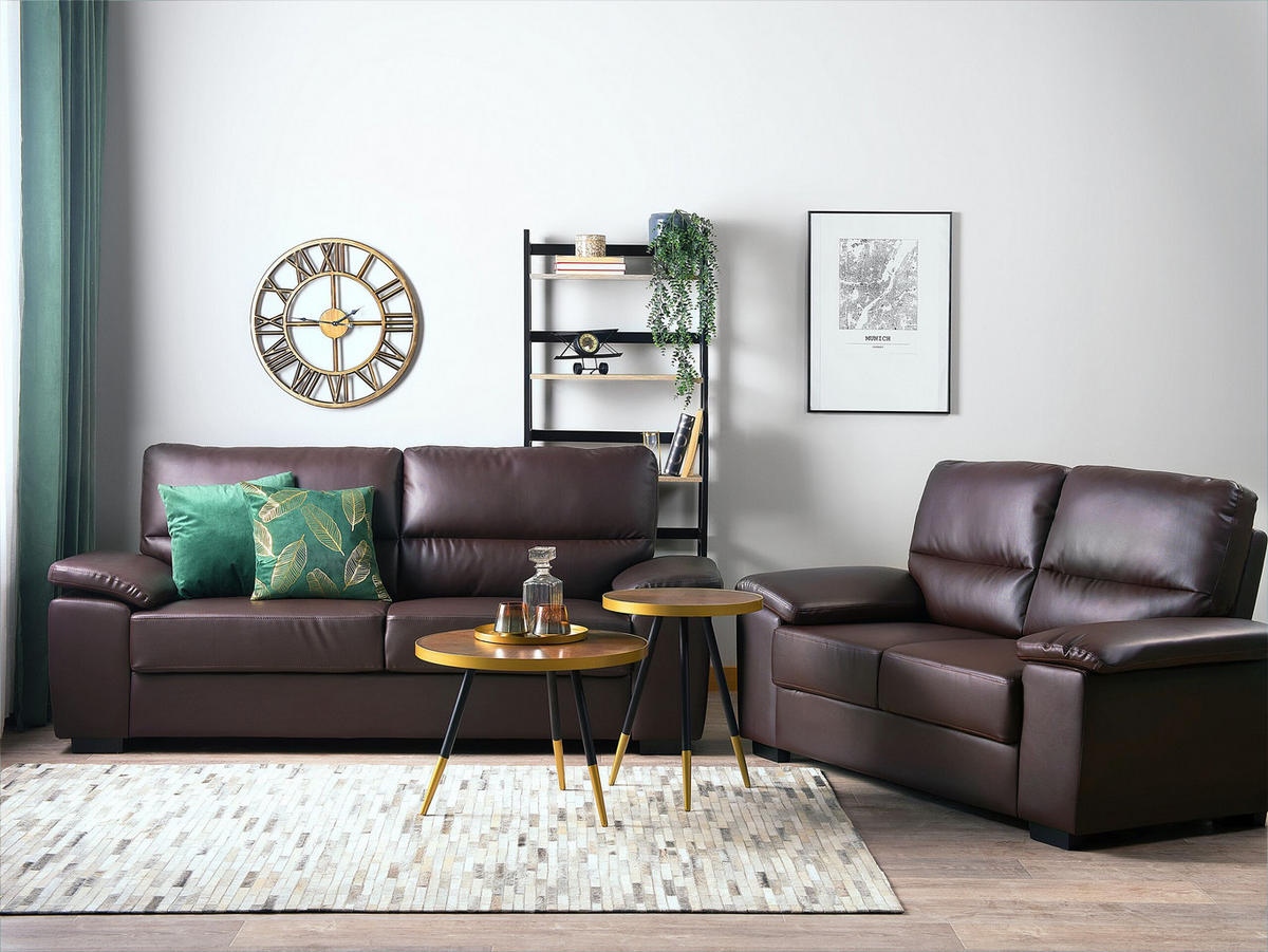 5-SITZER SOFA SET Kunstleder Dunkelbraun Vogar - Dunkelbraun, Kunststoff (195/90/74cm) - Beliani