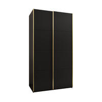 SCHWEBETÜRENSCHRANK 245,5/140/64 2-türig - Goldfarben/Schwarz, Holz/Metall (140/245/64cm) - Abiks Möbel
