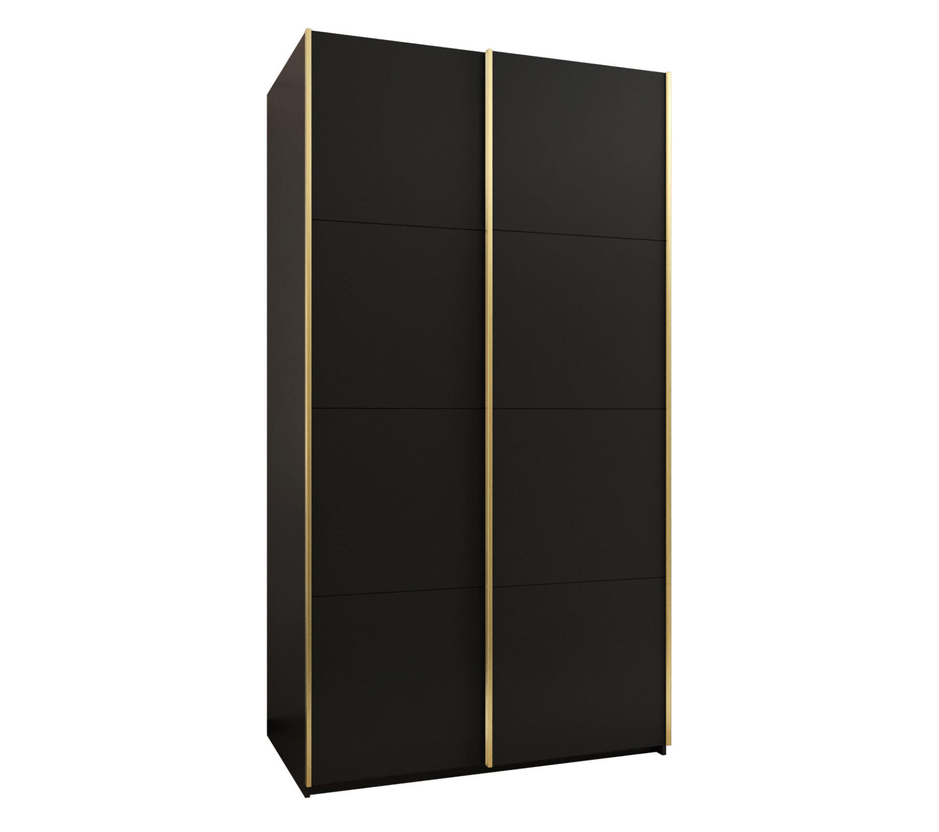 Abiks Möbel SCHWEBETÜRENSCHRANK Schwarz, Schwarz, Gold 130cm × 64cm × 245cm