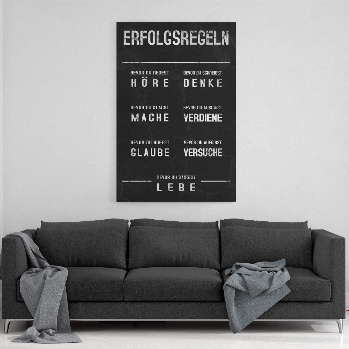 WANDBILD XXL "Erfolgsregeln" - 60 x 90 cm - Weiß, Textil (60/90cm) - Hustling Sharks
