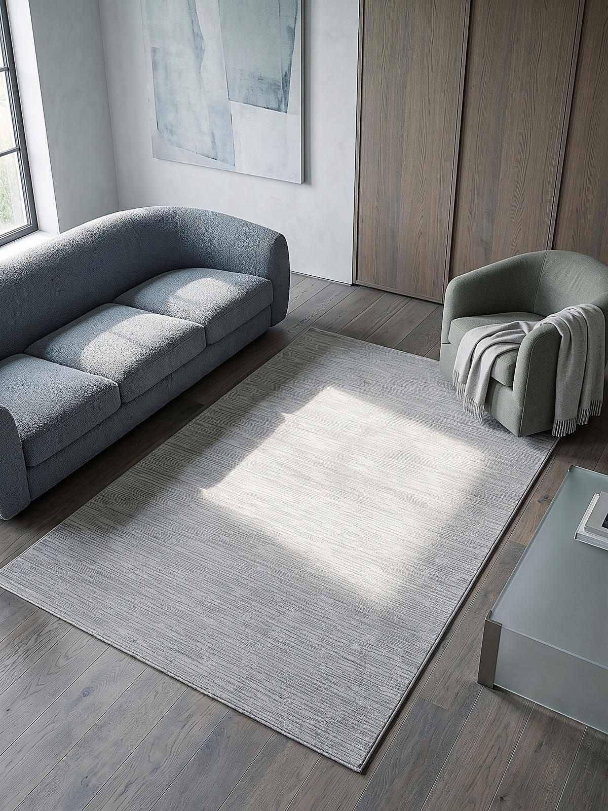 KURZFLORTEPPICH Streifen KASOS Polyester - Grau, Textil (200/290cm) - KADIMA DESIGN