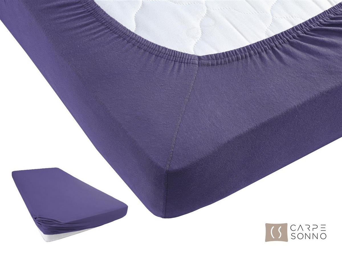 JERSEY-SPANNBETTLAKEN 100x200 cm aus 100% Baumwolle, Bettlaken Lila Uni - Lila, Textil (100/200cm) - Carpe Sonno