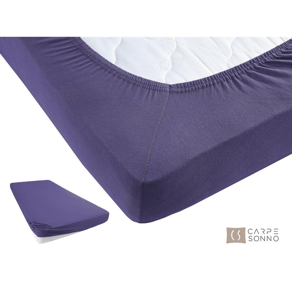 Thumbnail - Carpe Sonno Jersey-Spannbettlaken, Lila, Textil, Uni, Füllung: Baumwollfüllung, Rechteckig, 200x200 cm, Oeko-Tex® Made I...