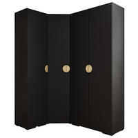 GARDEROBEN-SET 236,7/181,7/47 - Goldfarben/Schwarz, Holz/Kunststoff (181.7/236.7/47cm) - Abiks Möbel