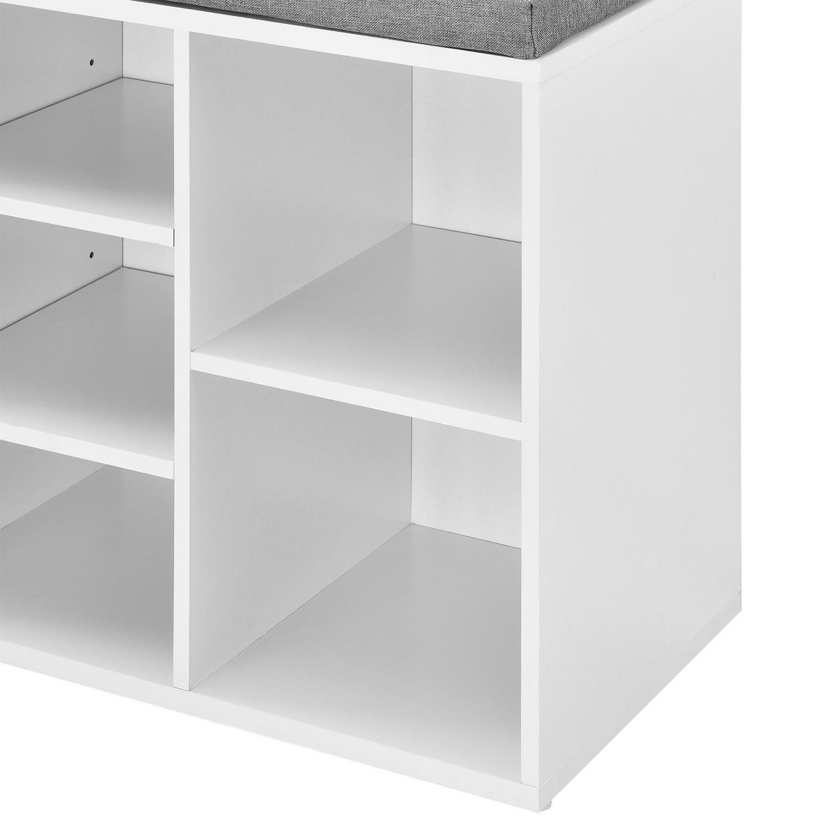 SCHUHBANK Ymir - Weiß, Holzwerkstoff/Textil (103/48/30cm) - [en.casa]