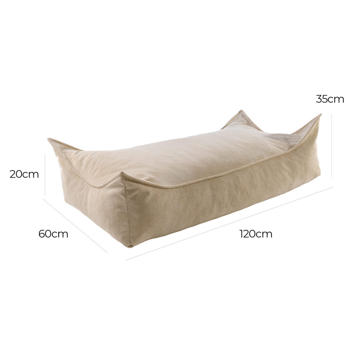 SITZPOUF für Kinder, Rechteckig, Kord, Sand - Beige, Textil (120/35/60cm) - MeowBaby