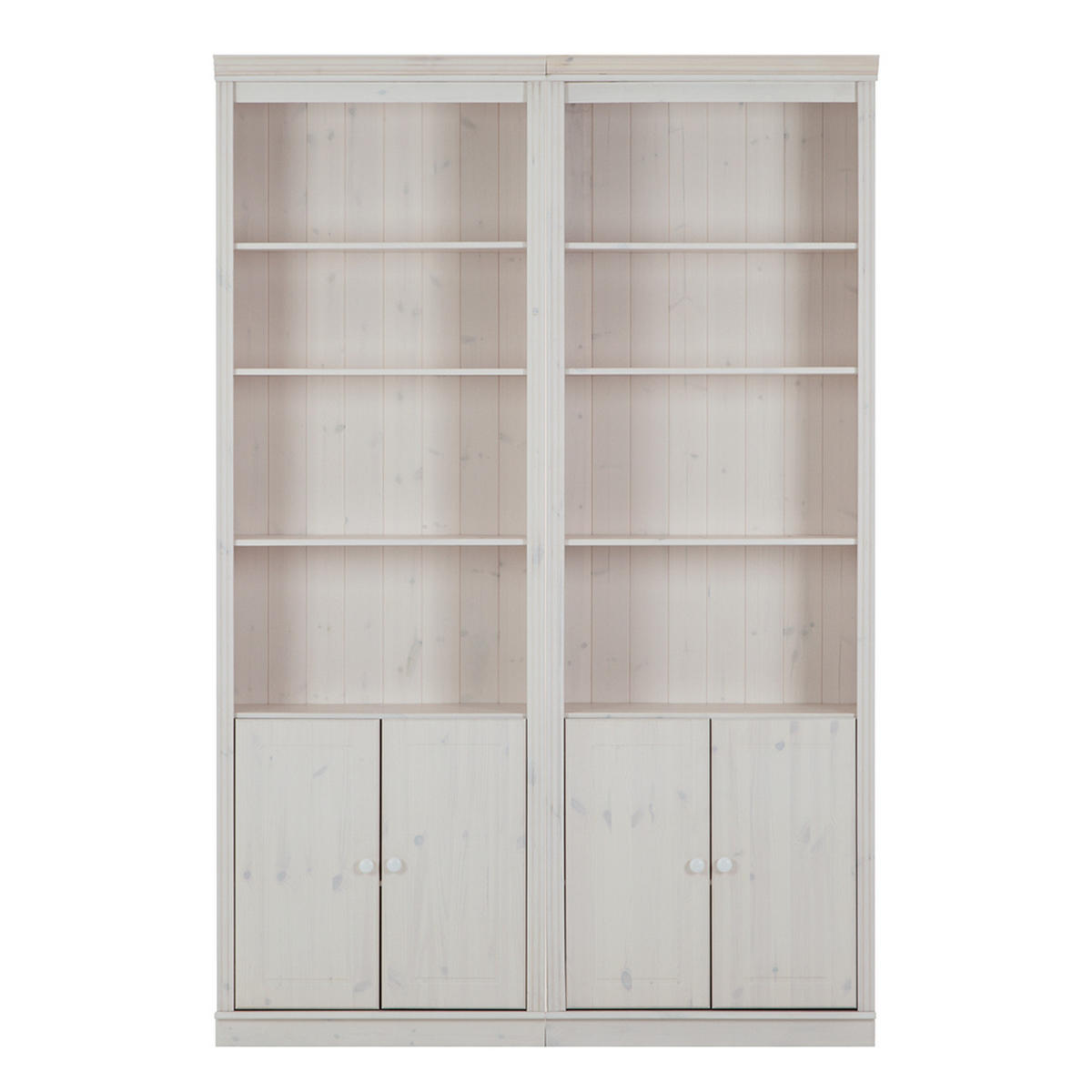 BÜCHERWAND - Kiefer massiv - Typ A - Weiß/Kieferfarben, Holz (148/223/37cm) - home24