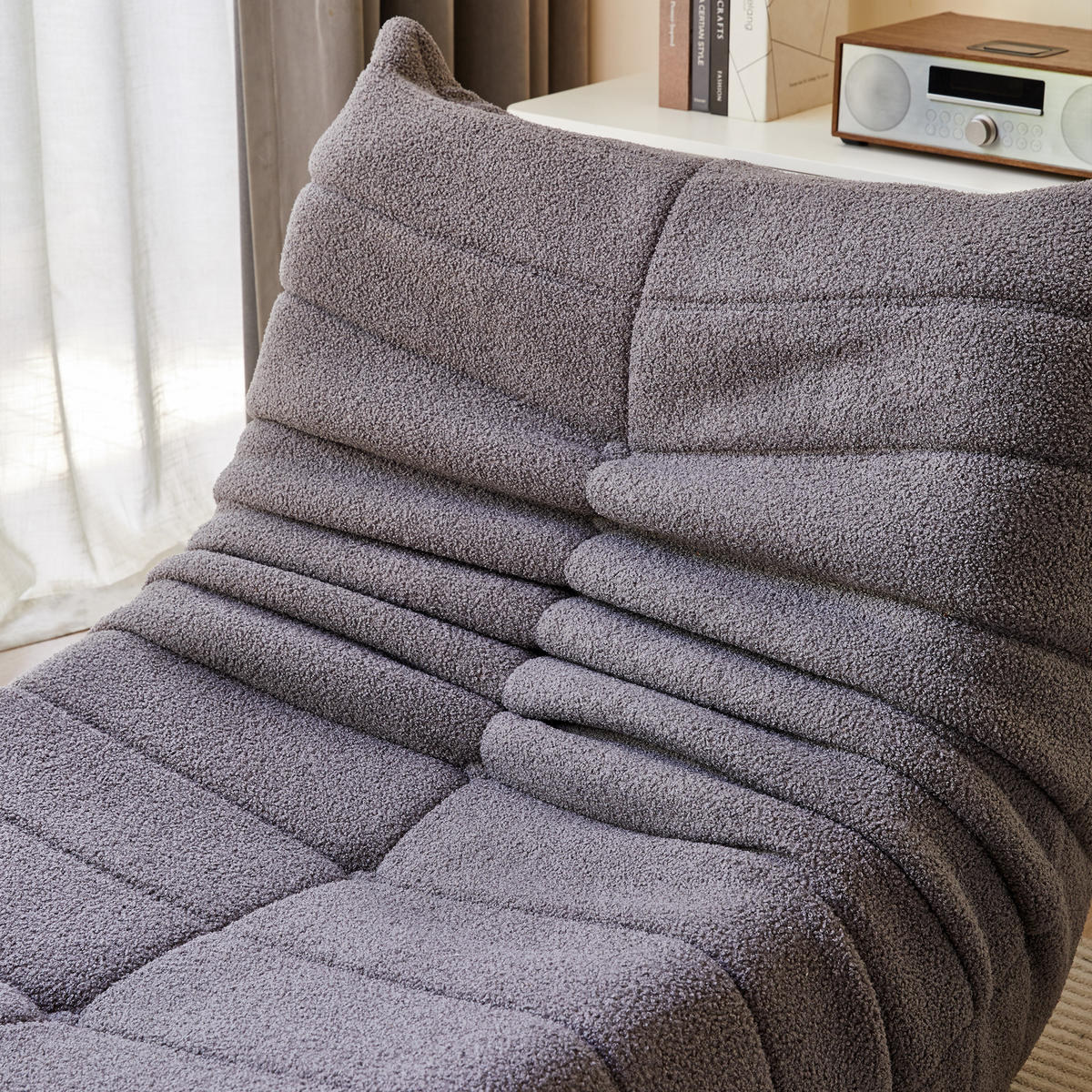 LIEGESESSEL 85/110/79 cm Grau Ergonomische Unterstützung für Schlafzimmer Wohnzimmer - Grau, Textil (110/79/85cm) - OKWISH