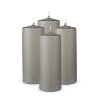 STUMPENKERZEN 4er Pack "Hellgrau", Größe Ø7cm x Höhe: 16 cm - Hellgrau, Naturmaterialien (7/16cm) - Bestlivings