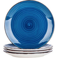 SPEISETELLER 4 teiliges Set Steingut Dunkelblau 27 cm - Blau, Keramik (27/27/2.8cm)