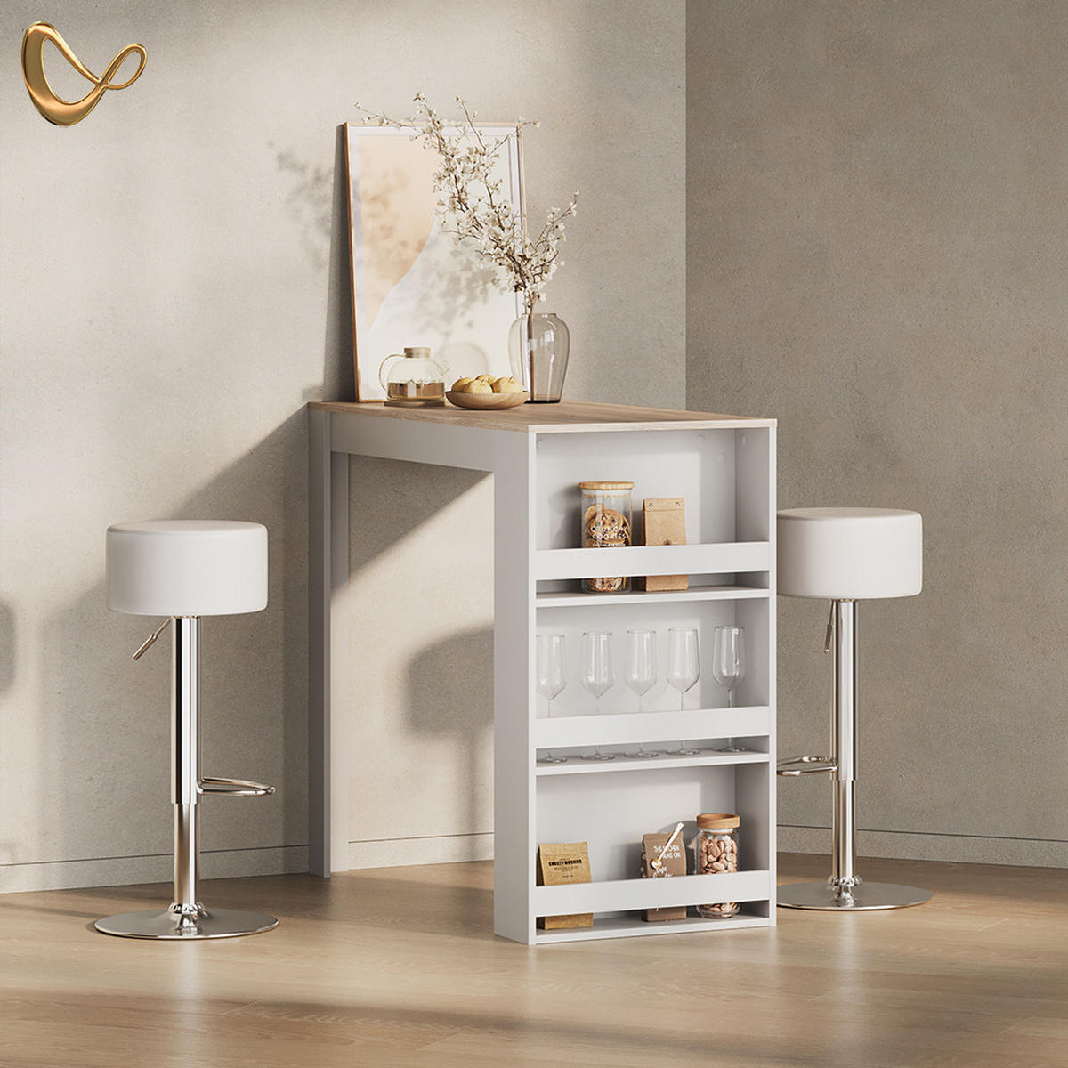 BARTISCH Regusa Weiß/Sonoma 57 x 117 cm - Weiß/Sonoma Eiche, Holzwerkstoff (117/57/106cm) - Livinity®