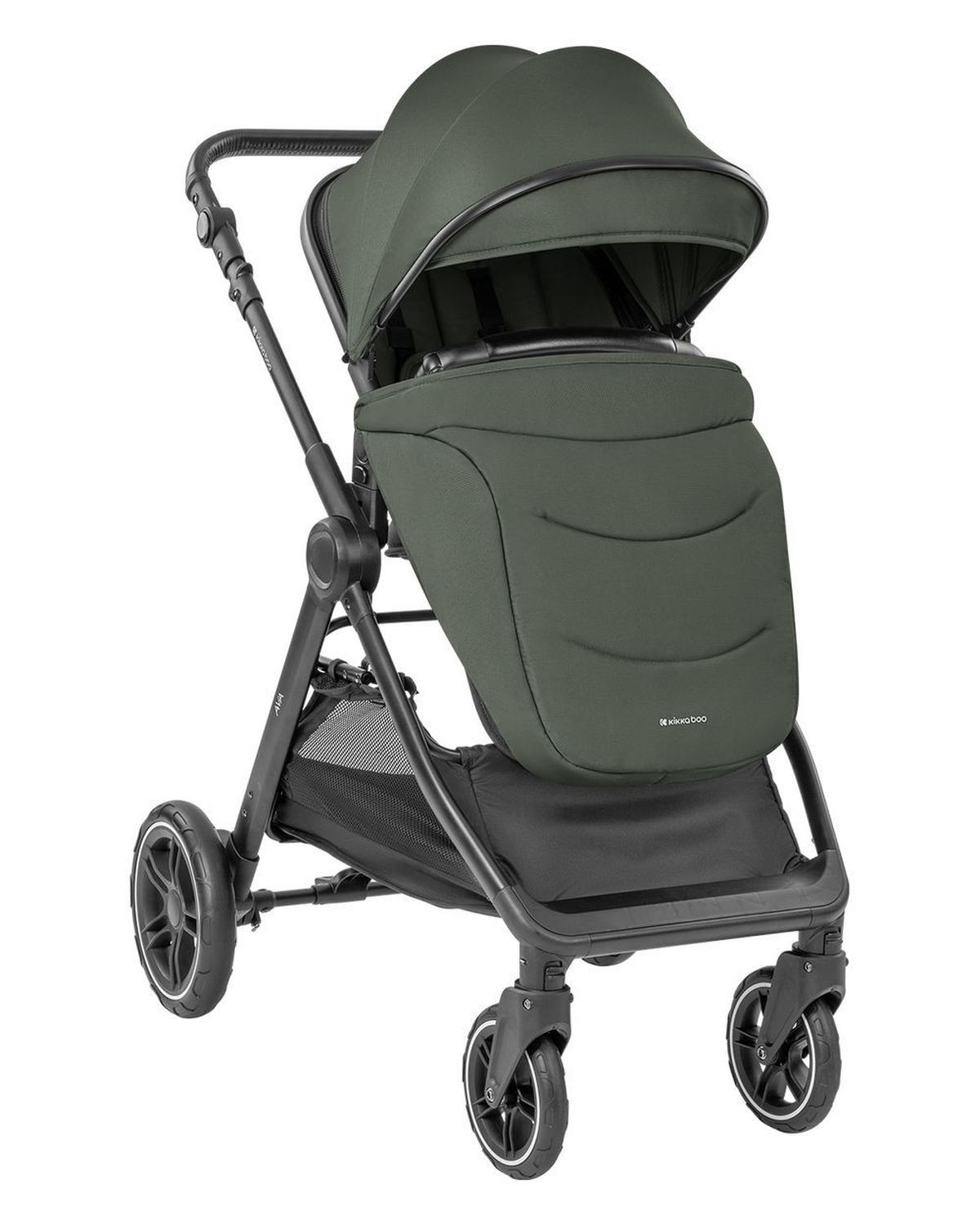 KOMBIKINDERWAGEN Ava 3 in 1 grün Babywanne, Babyschale, Gummiräder, Tasche - Grün, Metall (84/59/102cm) - Kikka boo