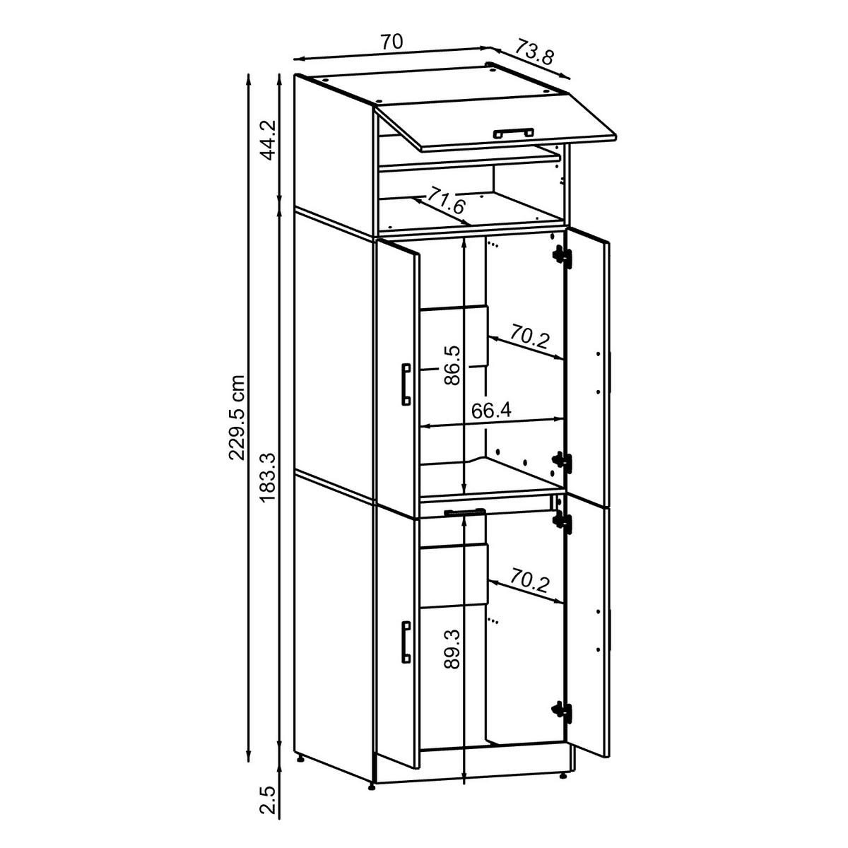 WASCHMASCHINENSCHRANK DORA-I 70cm Breit, 230cm Hoch - Schwarz, Holzwerkstoff (70/230/74cm)