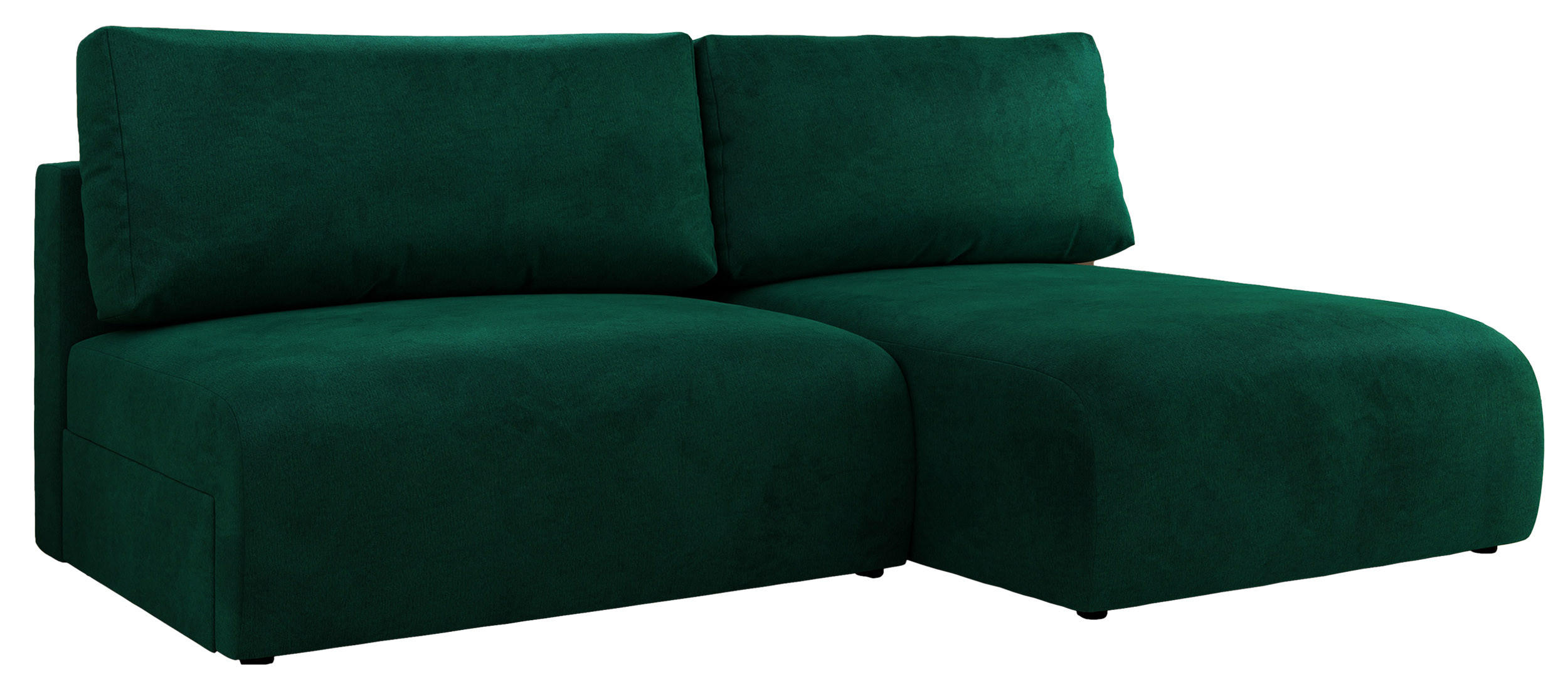 ECKSCHLAFSOFA VIVO L Dunkelgrün Velvet - rechts - Dunkelgrün/Schwarz, Kunststoff/Textil (150/223cm) - MKS