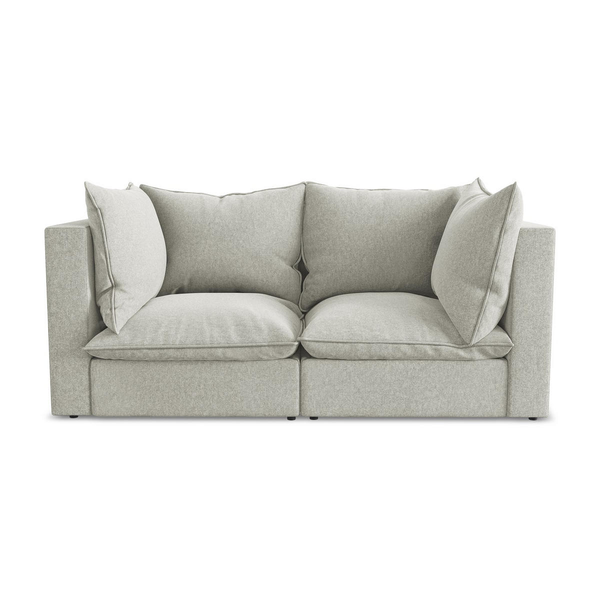 2-SITZER SOFA Samt Stoff Grau - Hellgrau/Schwarz, Holzwerkstoff/Kunststoff (180/77/90cm) - Makamii