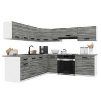 KUCHYNSKÁ linka Italia 7 420 cm, s pracovnou doskou, sivá Glamour - svetlosivá, drevo (420/143/60cm) - B BELINI GROUP
