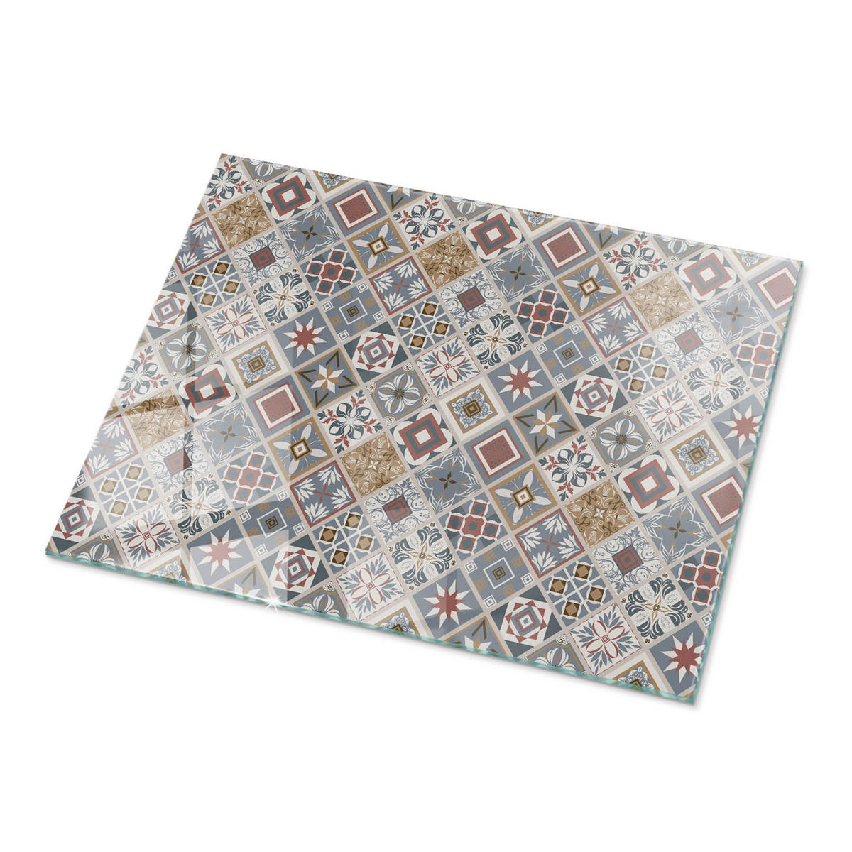 TISCHPLATTE 80x60 cm Mosaikmuster mit Ornamenten - Multicolor/Grau, Glas (80/60/0.4cm) - TULUP