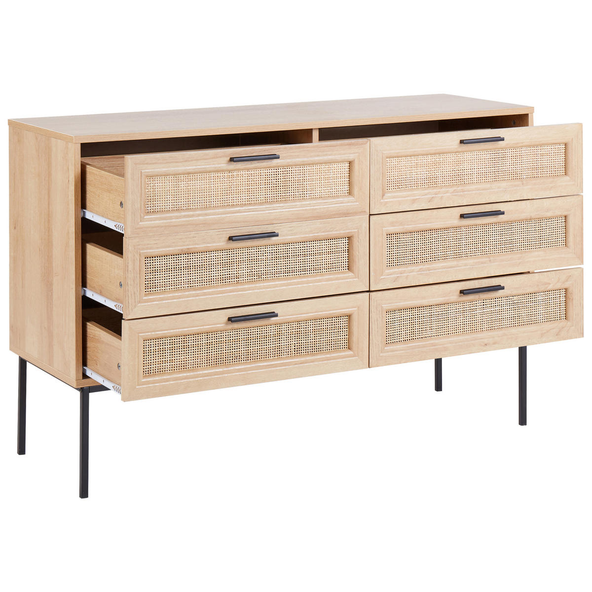 KOMODA s 6 zásuvkami Světle hnědá Pasco - hnědá, kompozitní dřevo (120/77/40cm) - Beliani