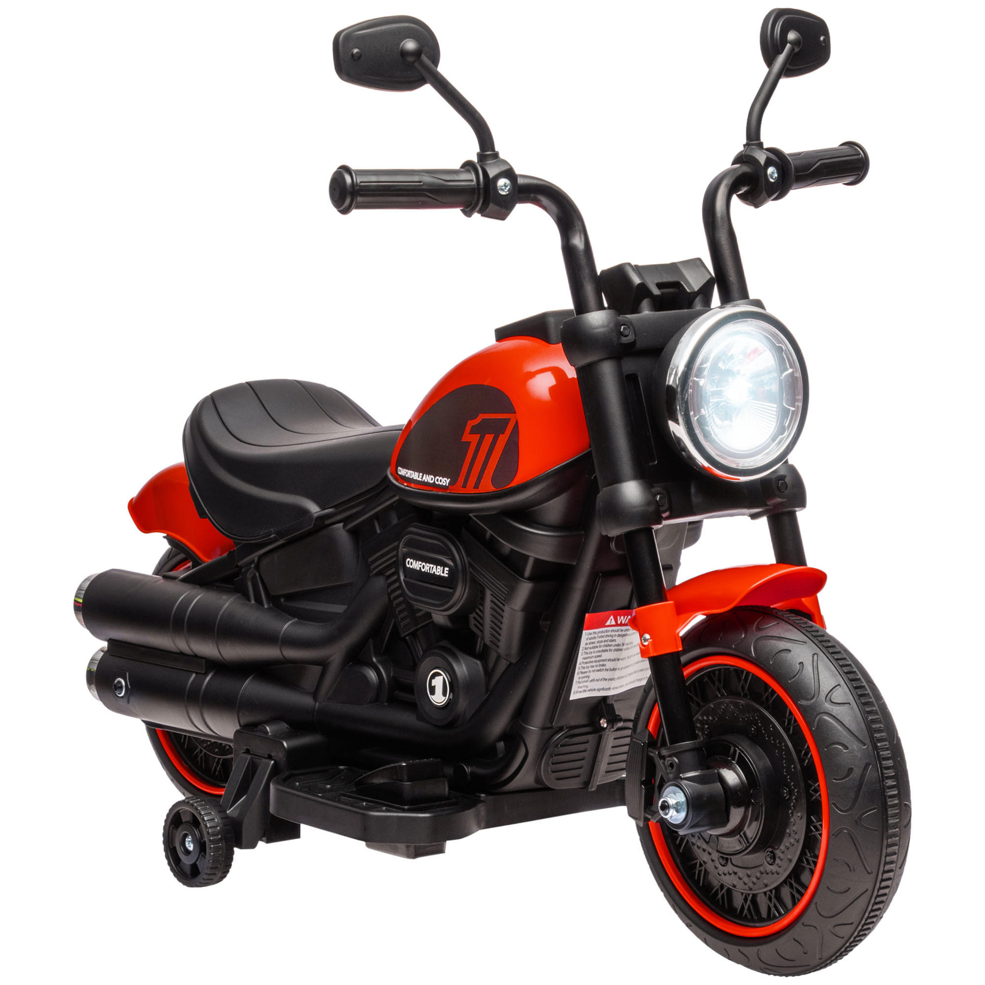 HOMCOM DĚTSKÝ elektrický motocykl Dětský motocykl 6V Dětské vozidlo pro děti ve věku 1,5–3 roky Červený