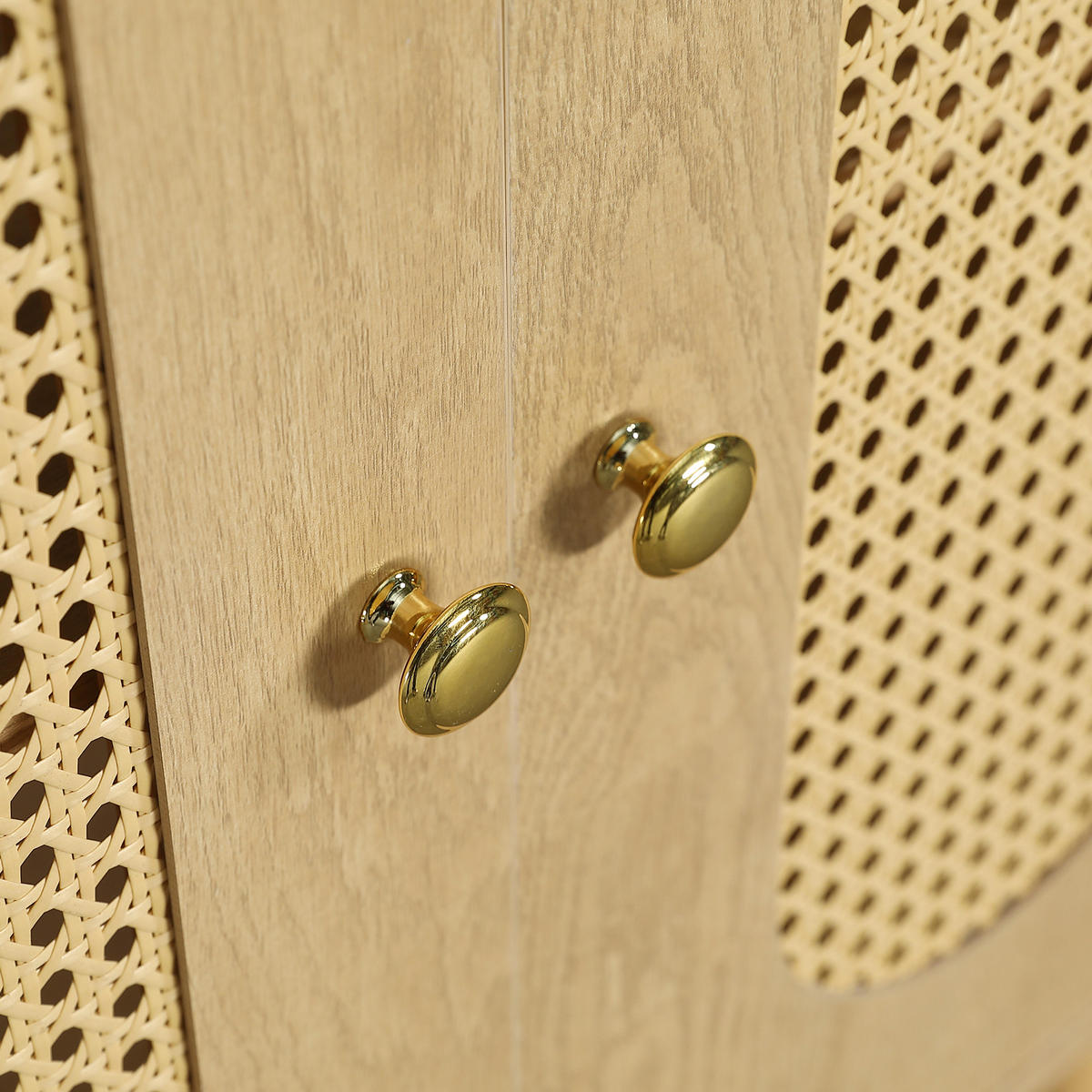 BADEZIMMERSCHRANK Rattan Türen Holzoptik Stauraum 61cm - Naturfarben, Keramik (61/89/47cm) - FLIEKS