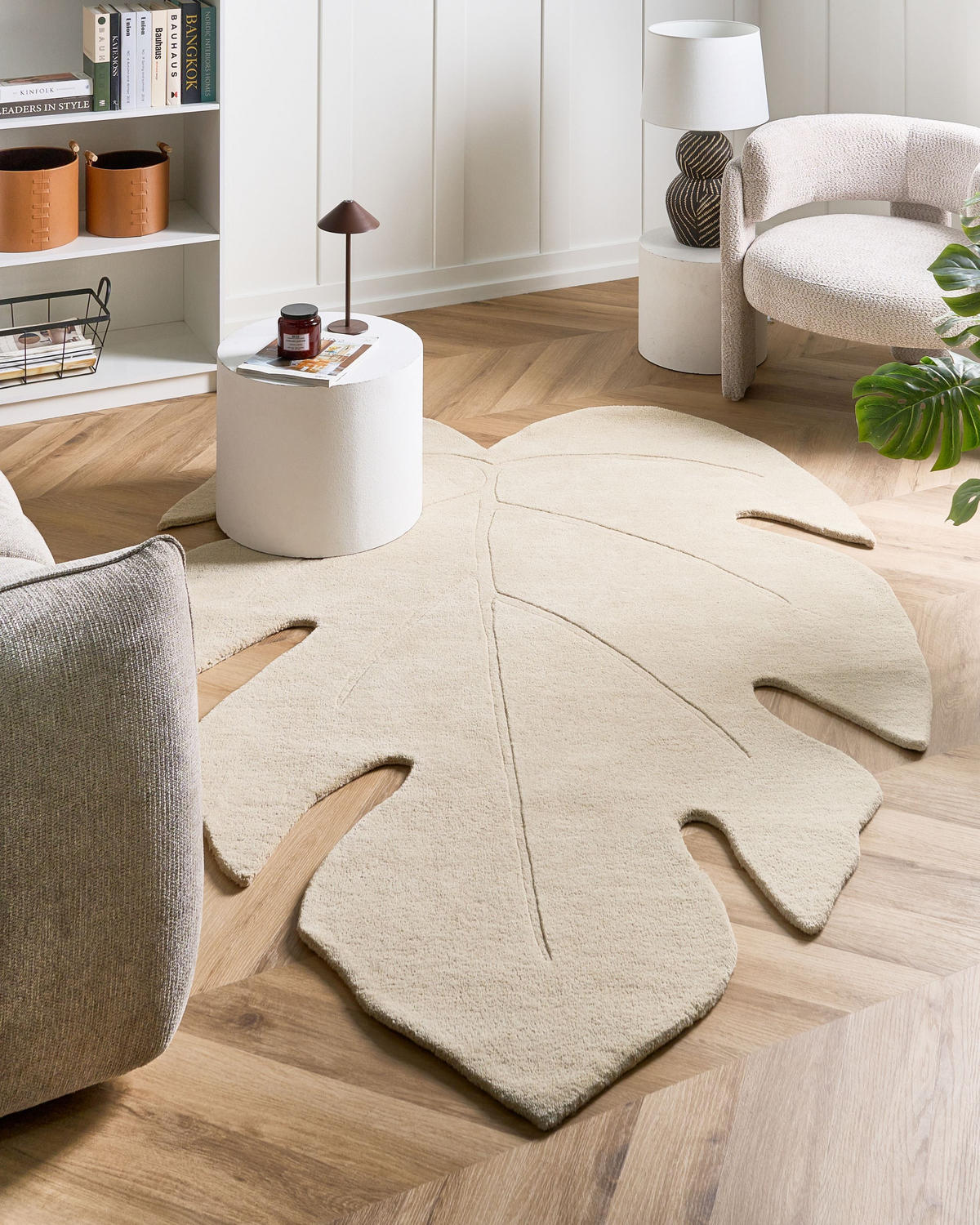 KOBEREC Krémově bílý 160/230 cm Vlna Nainital - krémová, textil (160/230cm) - Beliani