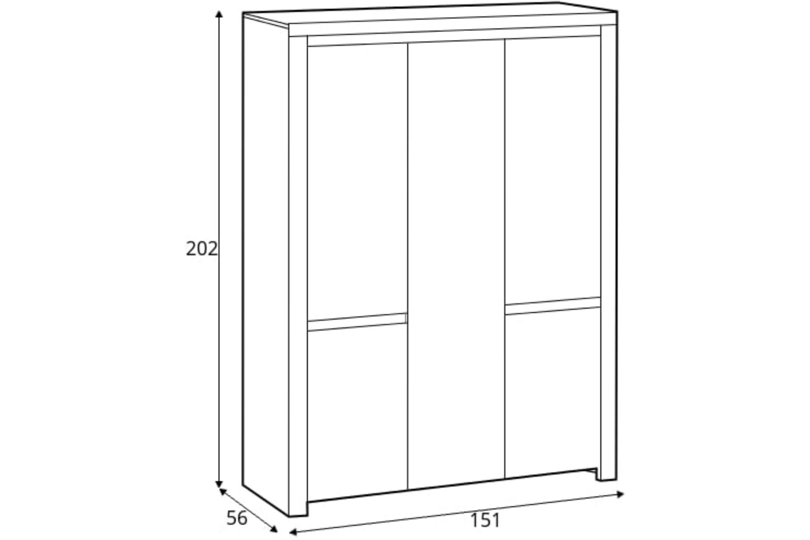 Thumbnail - Konsimo® Kleiderschrank, Weiß, Eiche Wotan, Holz, Rechteckig, 151x202x56 cm, Hergestellt in Europa, Schlafzimmer, Kleide...