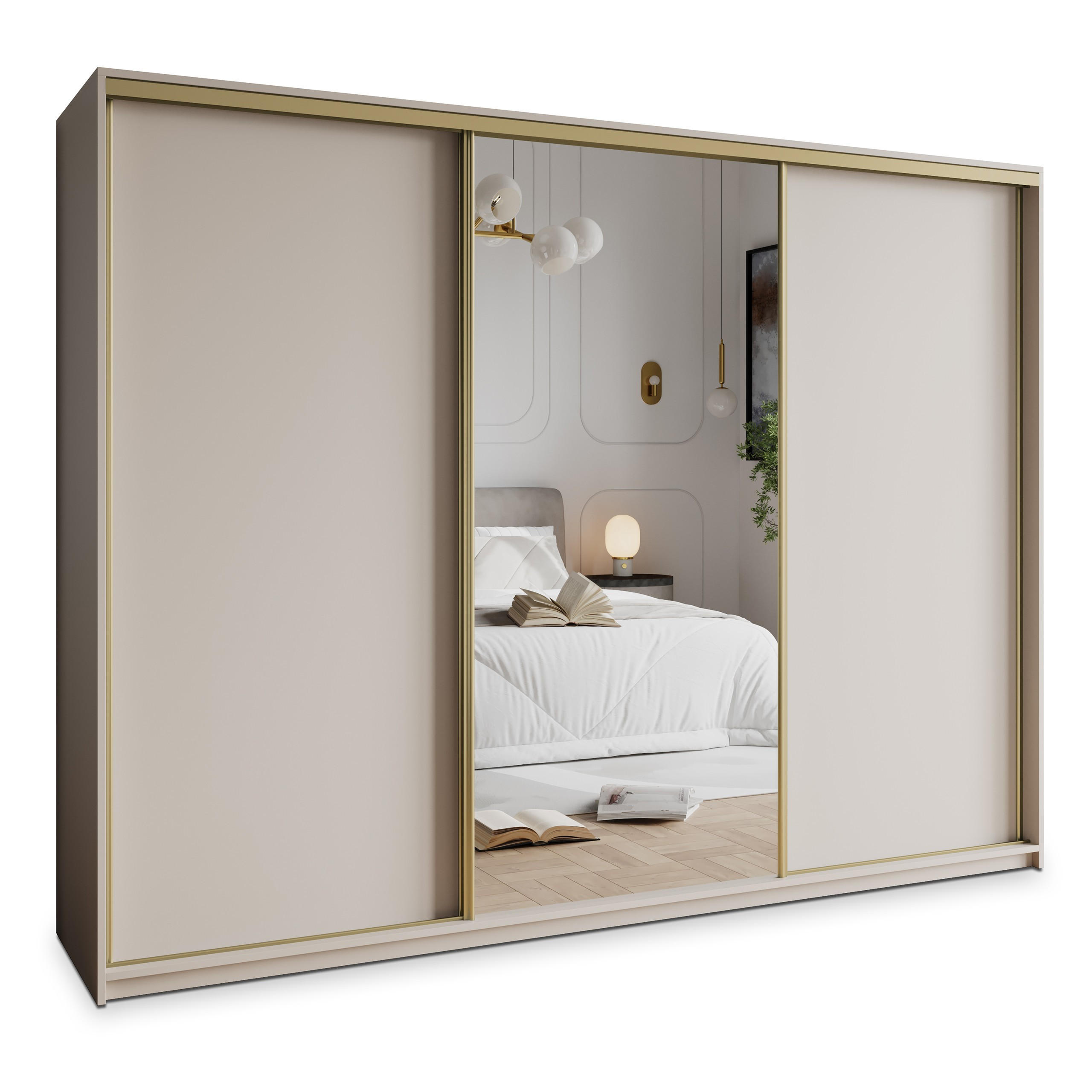 MASSENO SCHWEBETÜRENSCHRANK Kaschmir 270cm × 60cm × 205cm
