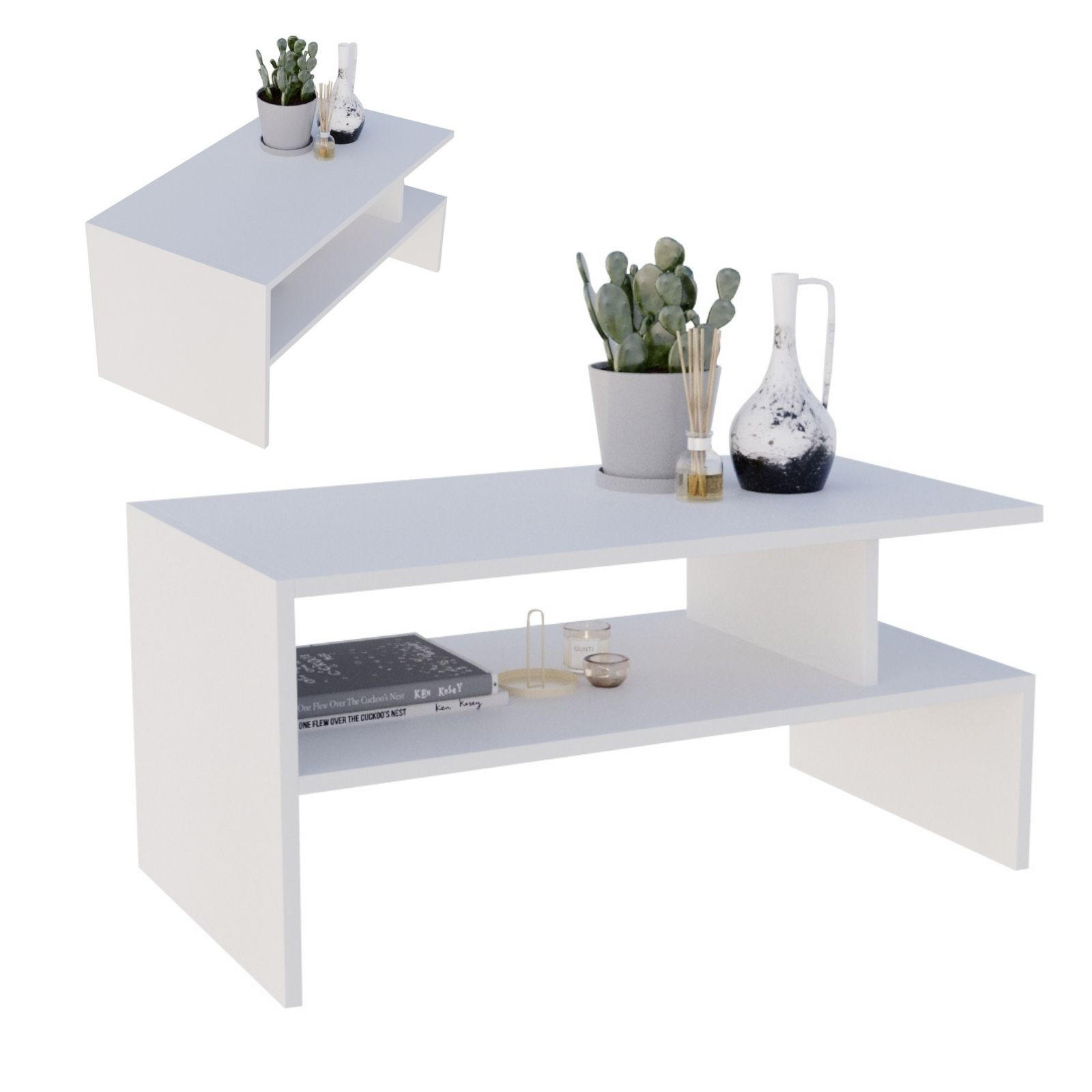 COUCHTISCH Holzwerkstoff rechteckig stabil Weiß 50/45/93cm - Weiß, Holzwerkstoff (50/93/45cm) - CraftPAK