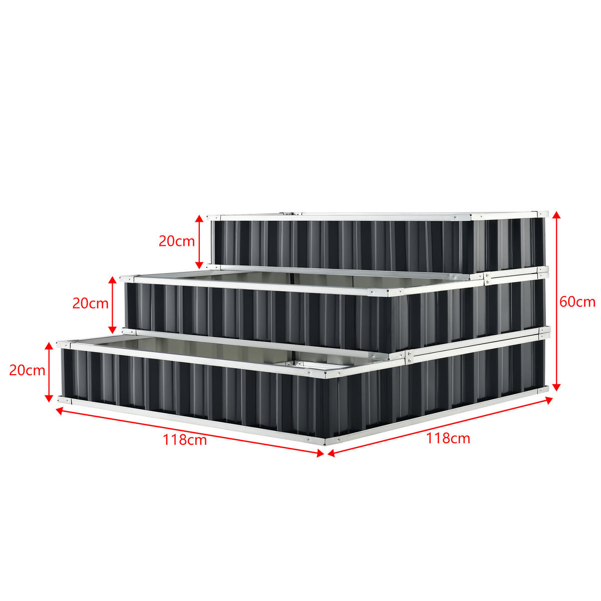 PFLANZBEET Renswoude - Anthrazit, Metall (118/60/118cm) - [en.casa]