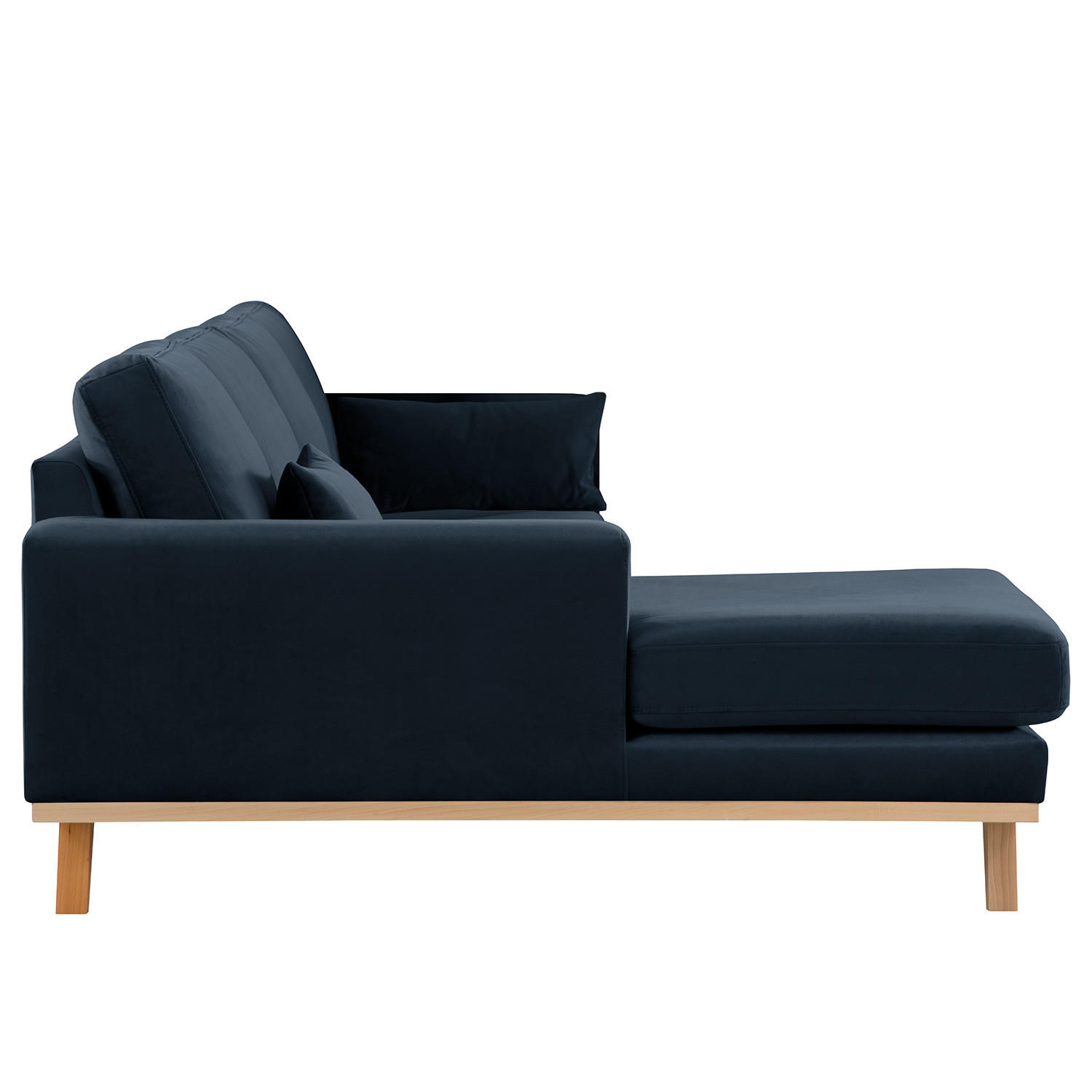 ECKSOFA mit Longchair - Buchefarben/Dunkelblau, Textil (281/153cm) - home24