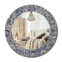 SPIEGEL Rund Ø 50 cm mit Aufdruck - Dunkelblau, Glas (50/50/0.4cm) - Wallfluent