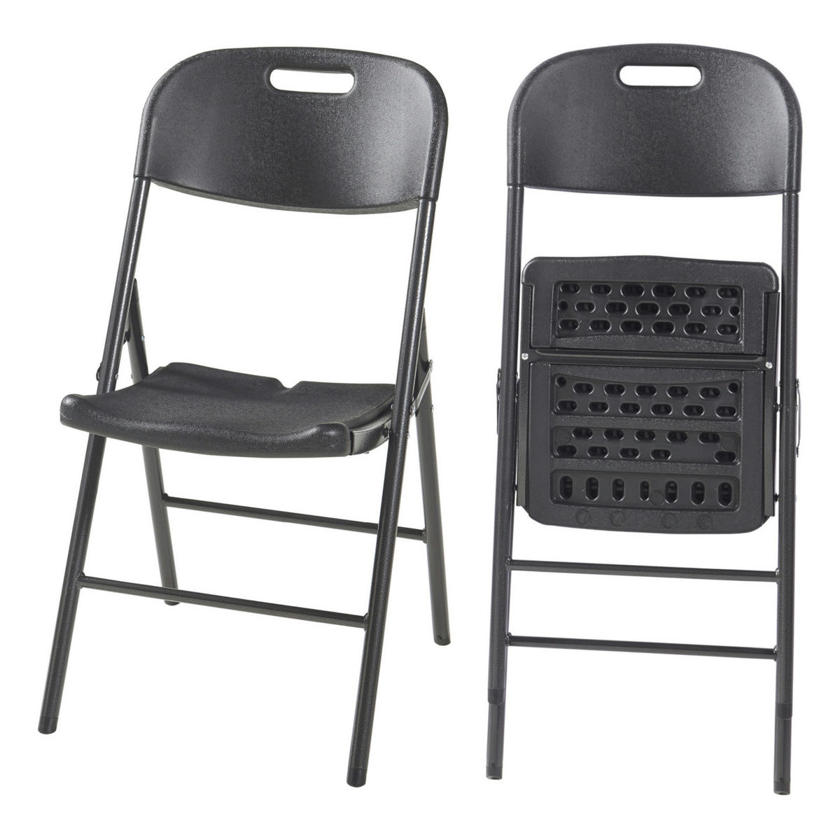 KLAPPSTUHL Ljusnarsberg - Schwarz, Kunststoff/Metall (46/87/53cm) - [en.casa]