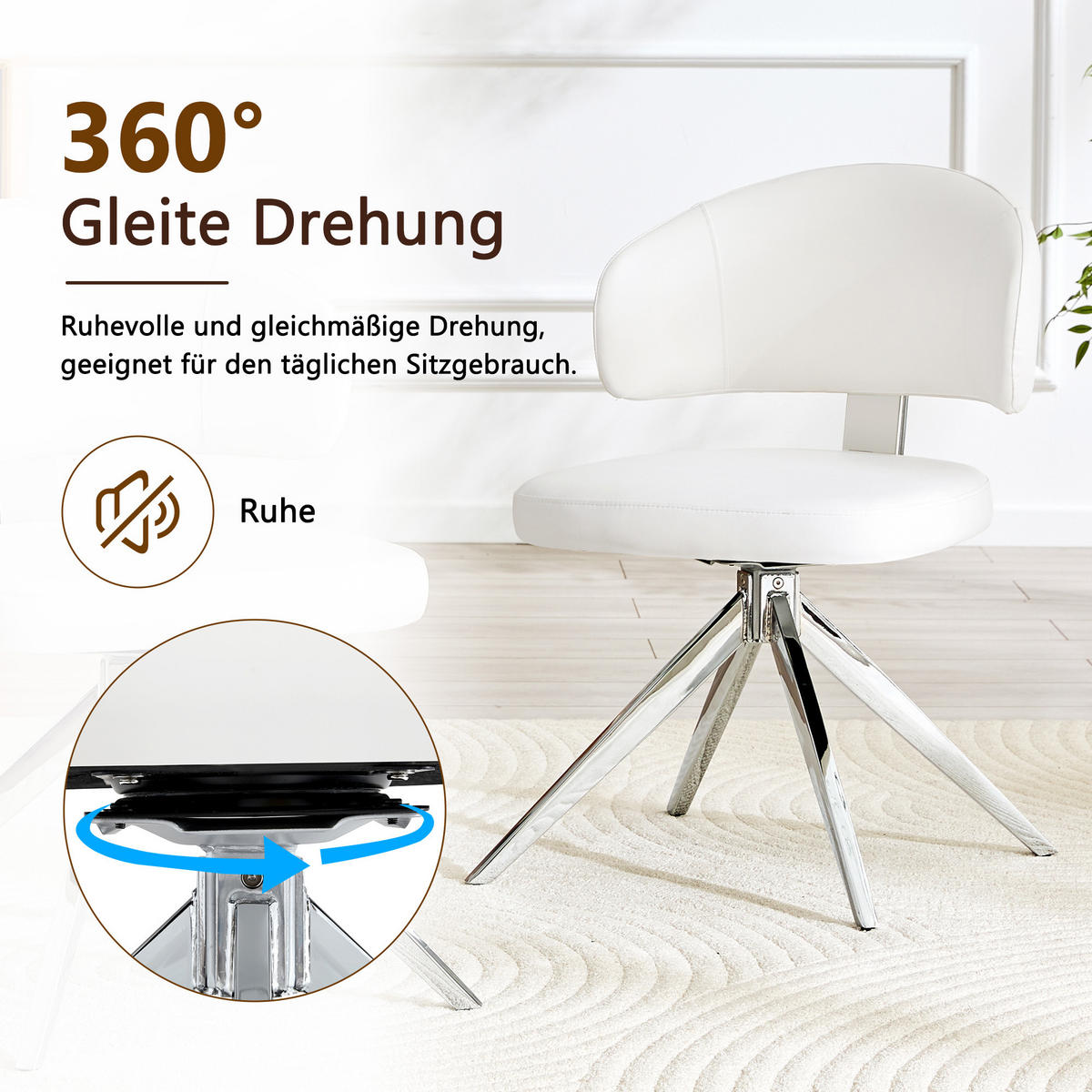STUHL-SET DE-36678 2 Stück 360° drehbar mit Polsterung Weiß - Weiß, Metall (50.5/77/54.5cm) - ComfortXL