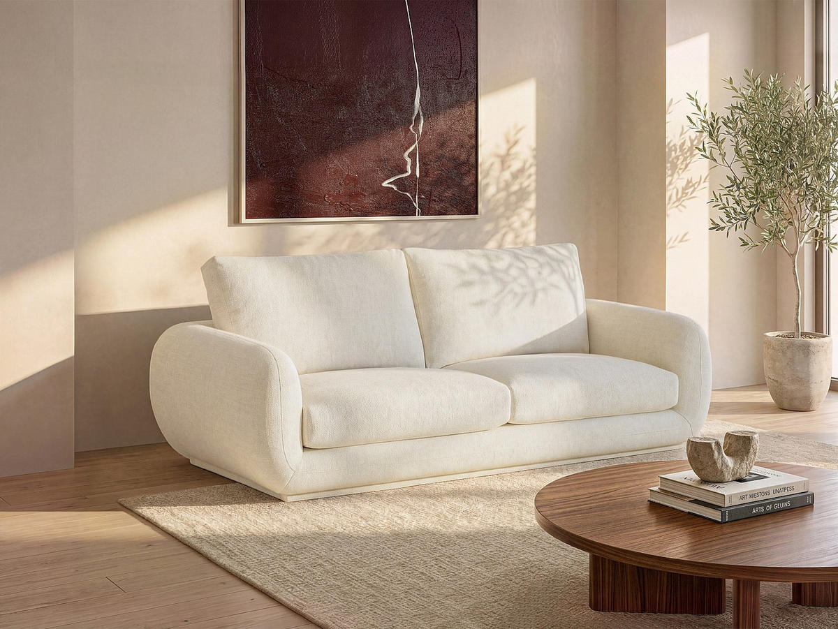 SOFA - 3 Personen - stoff - gebrochenes weiß Sidorio - Weiß, Textil (225/87/113.5cm) - Vente-Unique