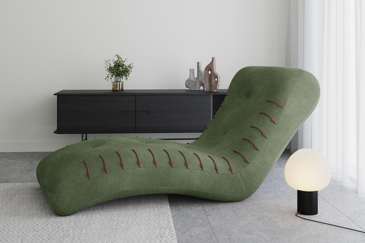 CHAISELONGUE SPLINE - Dunkelgrün, Holzwerkstoff (83/80/172cm) - Möblo