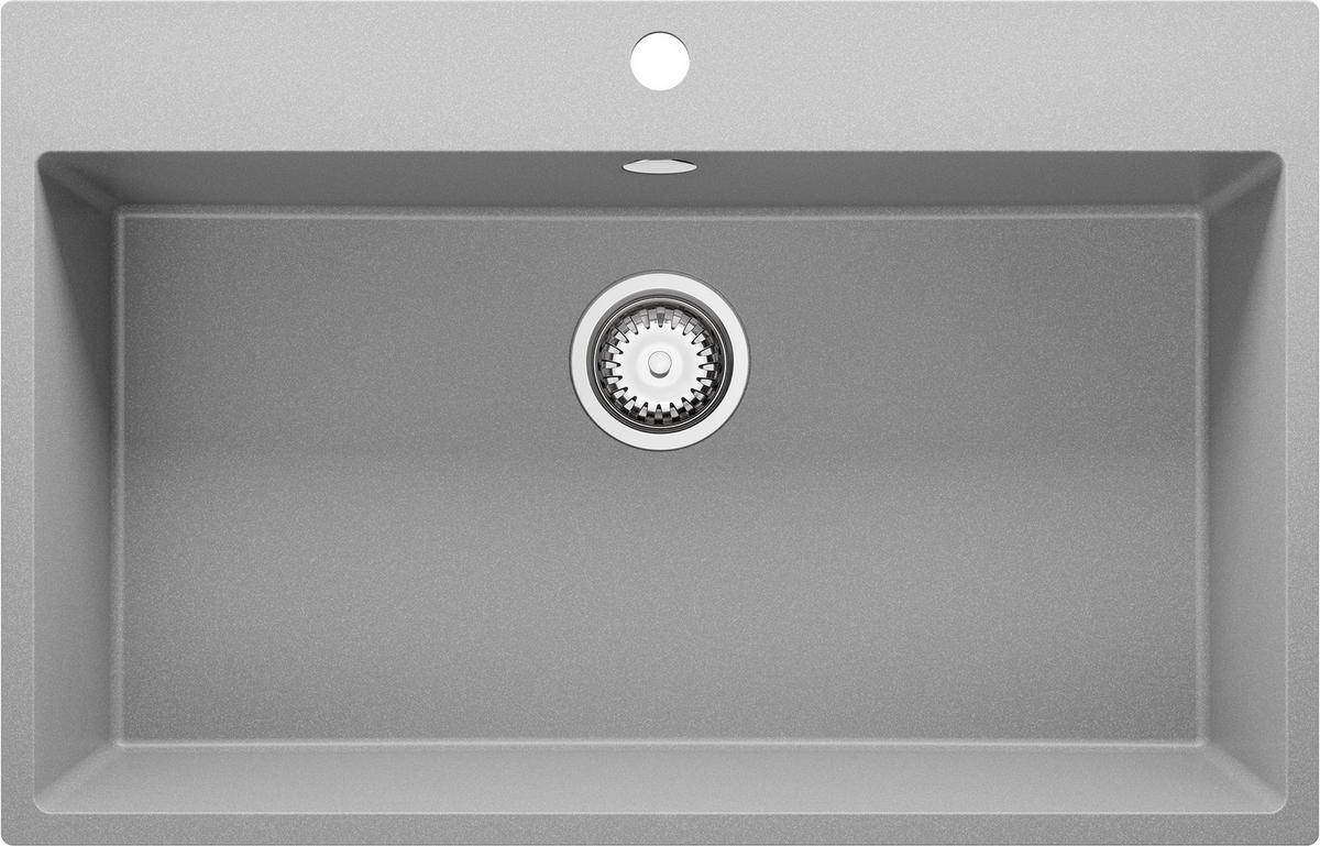 SPÜLBECKEN Riga, 2-er set Grau 78/50 cm 1 Becken + Ablauf-Set ab 80er Unterschrank - Chromfarben/Grau, Kunststoff (78/20/50cm) - Primagran