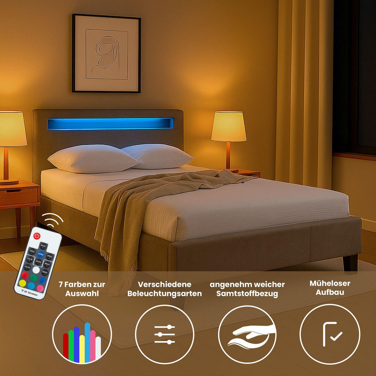 POLSTERBETT LASHIO 120x200 cm greige - Greige, Textil (120/200cm) - IDIMEX