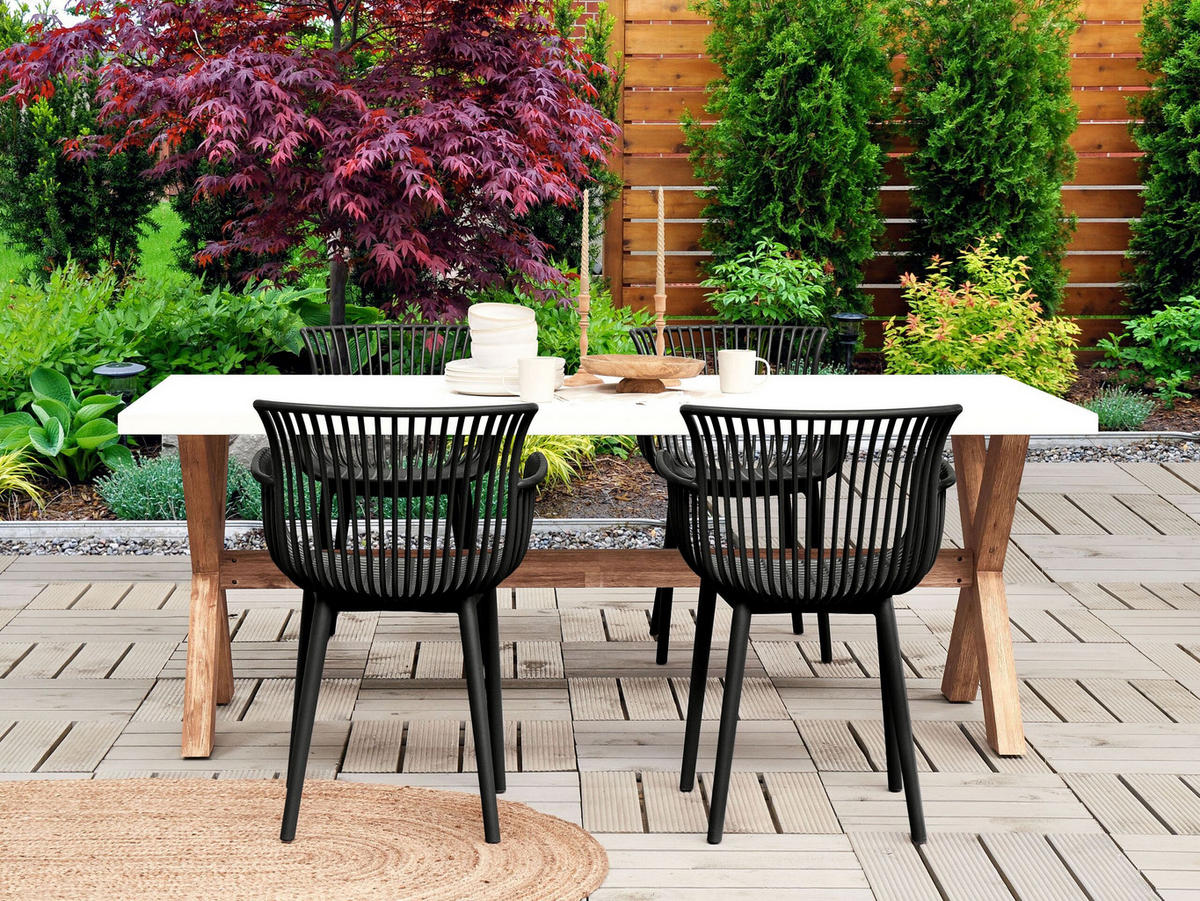 GARTENSTUHL 4er-Set Kunststoff schwarz Pesaro - Schwarz, Kunststoff (58/84/45cm) - Beliani