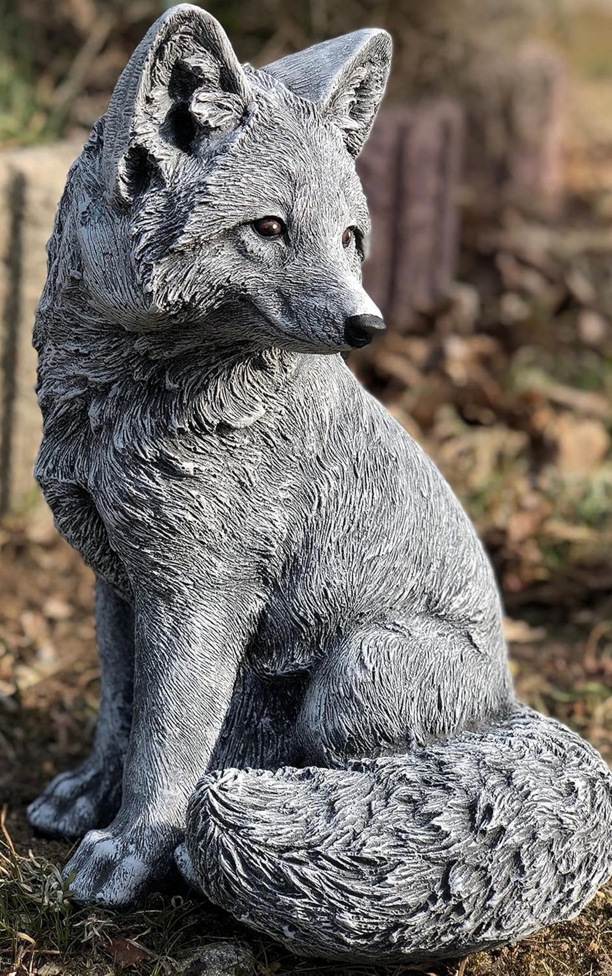 STEINFIGUR Fuchs, frostfest, massiver Steinguss - Grau, Stein (20/30/23cm) - stoneandstyle