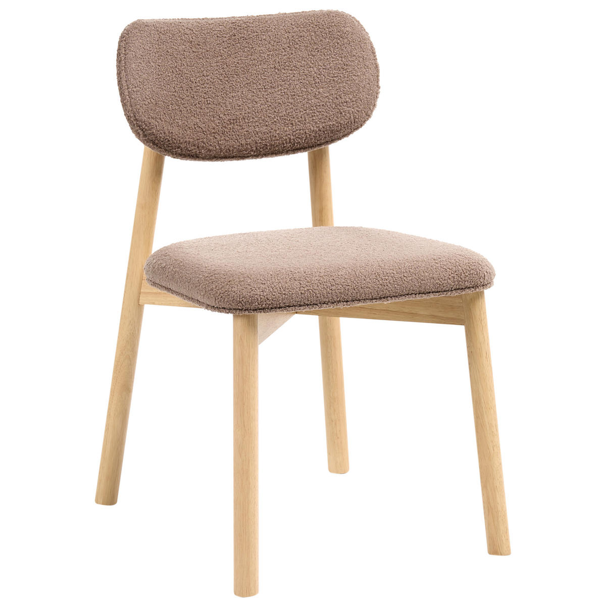 ESSZIMMERSTUHL 2er-Set Bouclé Hellbraun/Taupe Mills - Hellbraun, Textil (50/80/58cm) - Beliani