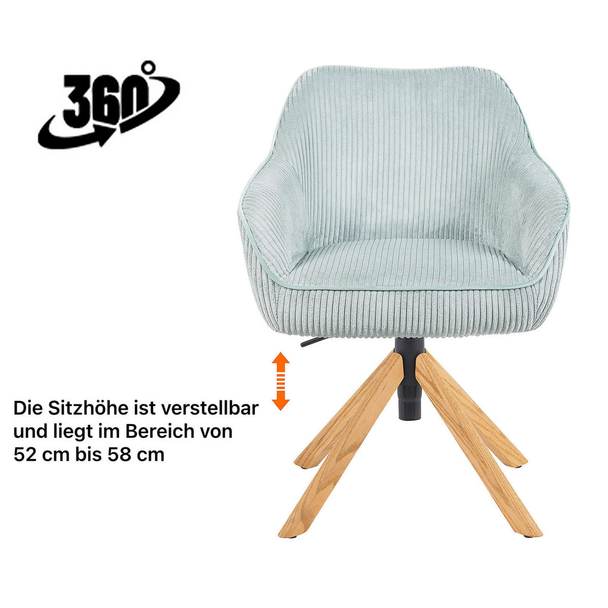 BÜROSTUHL Mika-Olea - Honigeiche/Hellblau, Eichenholz/Holz (60/83/61cm) - DUBI Möbel