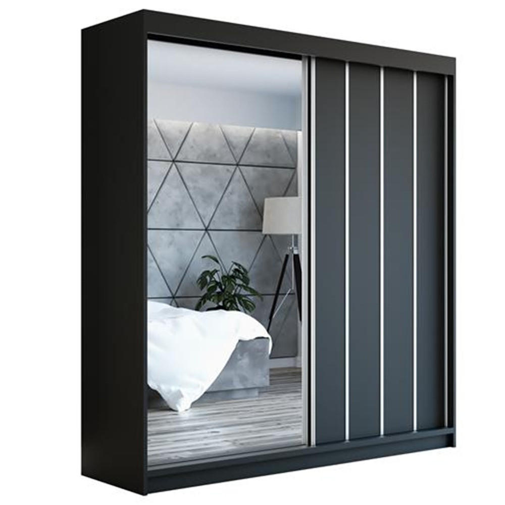 SCHWEBETÜRENSCHRANK 180 CM GLIDE Farbe: Schwarz - Schwarz, Holzwerkstoff (180/215/59.5cm) - A&J MöbelLand
