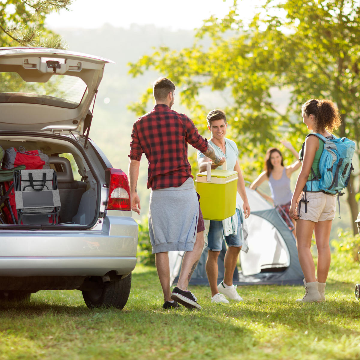 CAMPINGHOCKER - Grau, Textil/Metall (35/60/35cm) - Relaxdays