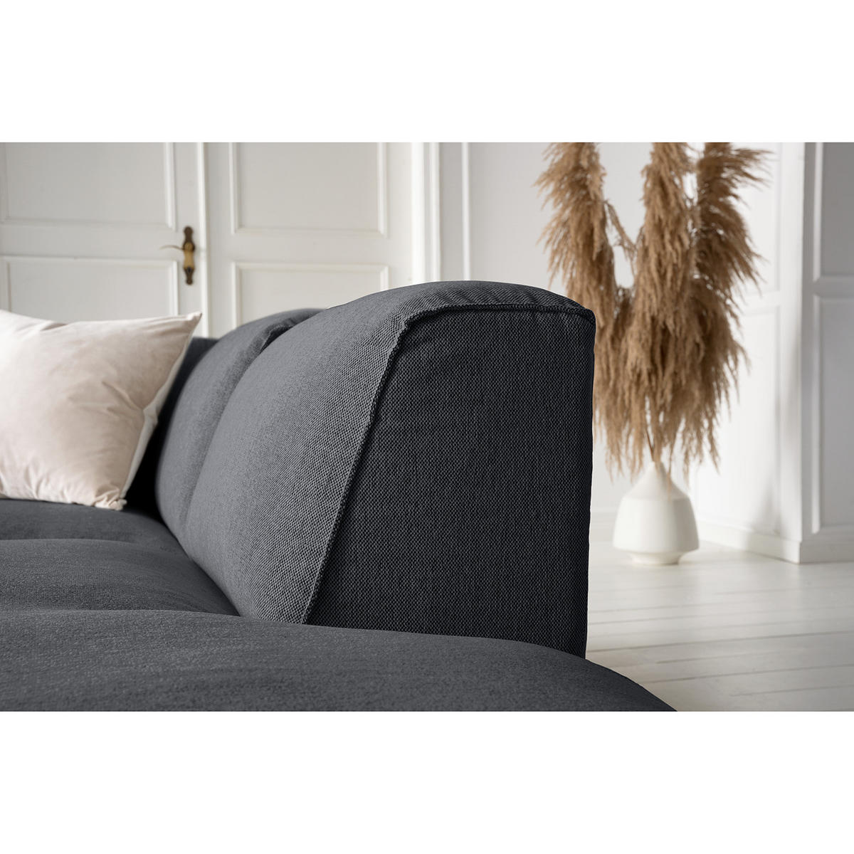 WOHNLANDSCHAFT mit Longchair - Schwarz/Grau, Kunststoff/Textil (325/71/235cm) - home24
