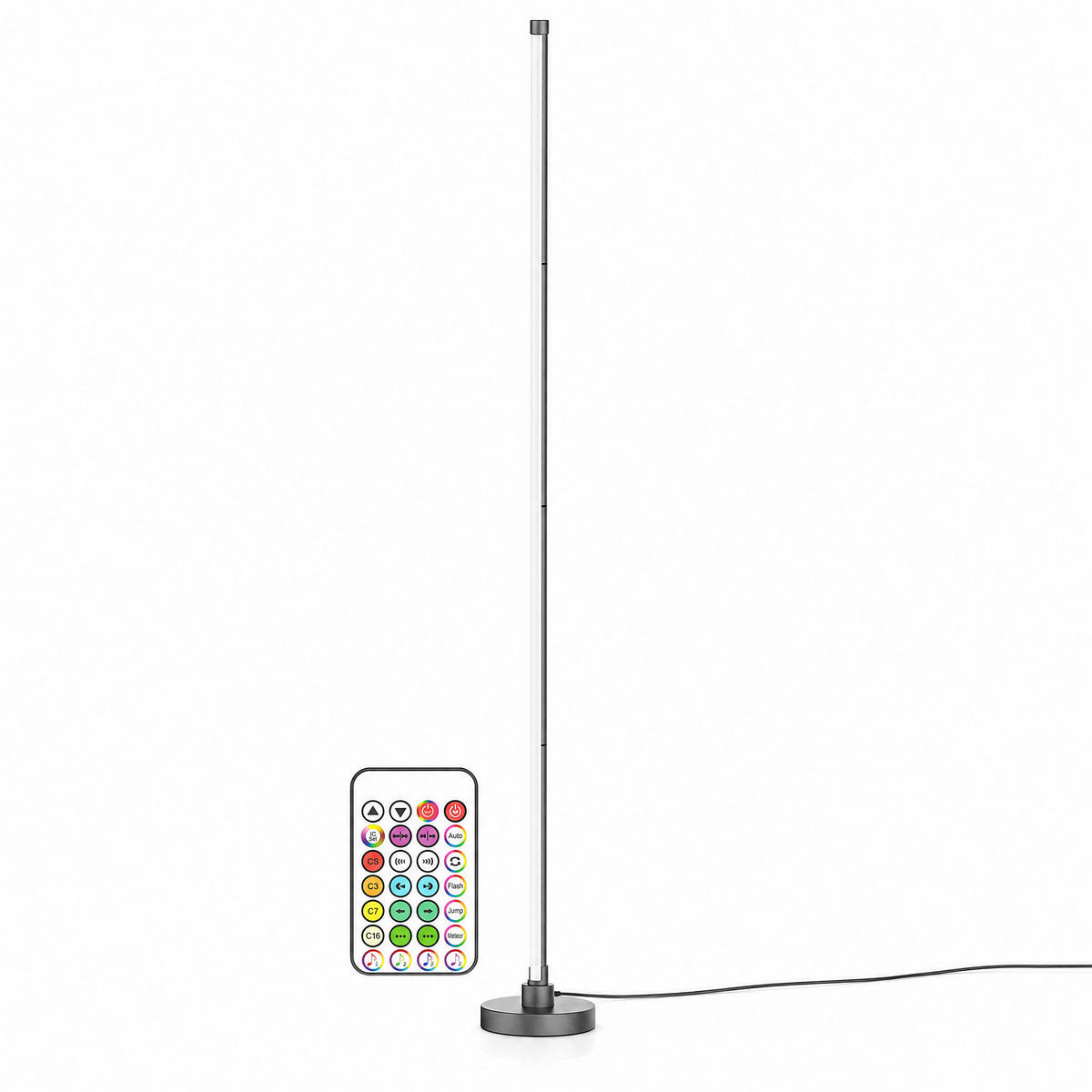LED-ECKLAMPE mit Fernbedienung integriertem Soundsensor digitale RGBs + Warmweiß Farbeffekte Schwarz - Grau, Kunststoff (15.5/15.5/147.5cm) - Northpoint