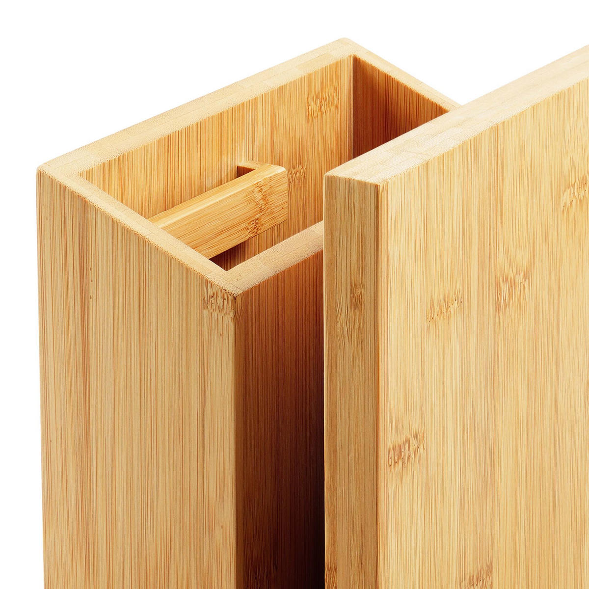 MESSERBLOCK Natur Bambus magnetisch mit Utensilienhalter 21,5 cm - Hellbraun, Holz (19/21.5/13cm) - Relaxdays