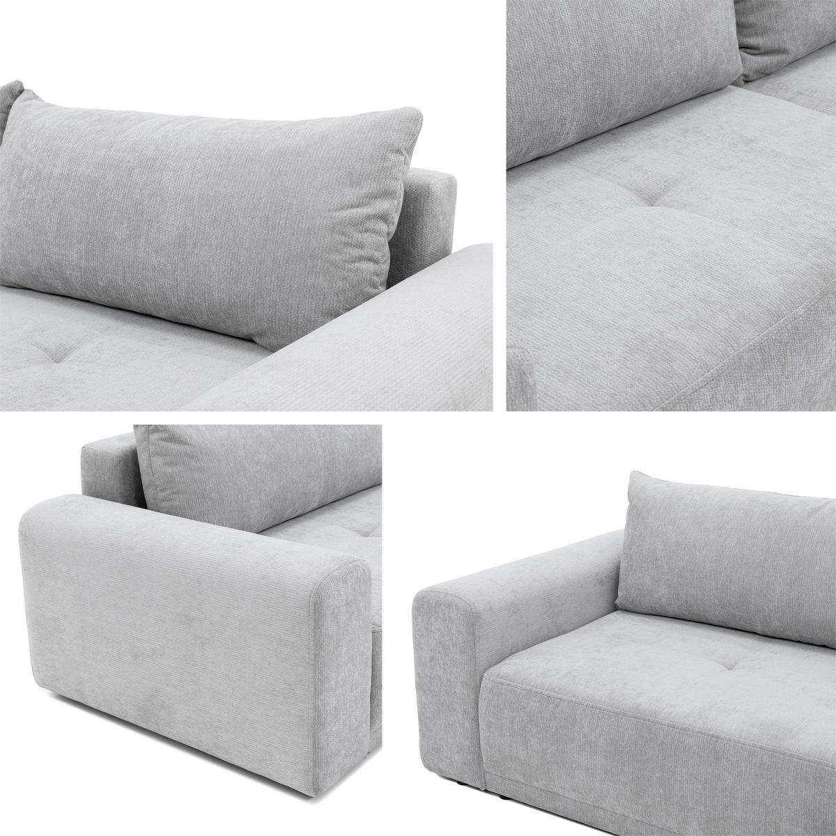ECKSCHLAFSOFA Passo, Seite: Links - Hellgrau/Schwarz, Holz/Kunststoff (265/166cm) - MIRJAN24